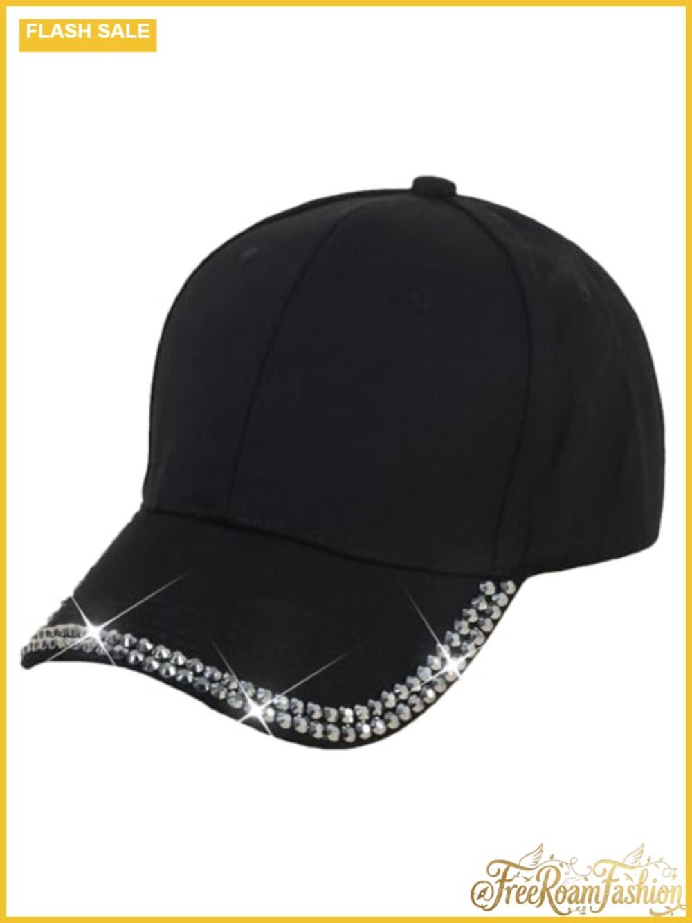 Rhinestone Baseball Cap Bling Adjustable Cotton Sun Hat Women Casual